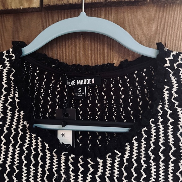 Steve Madden Bodycon Tank Midi Dress Cut Mesh Crochet Striped Pattern Knit S - Picture 6 of 14